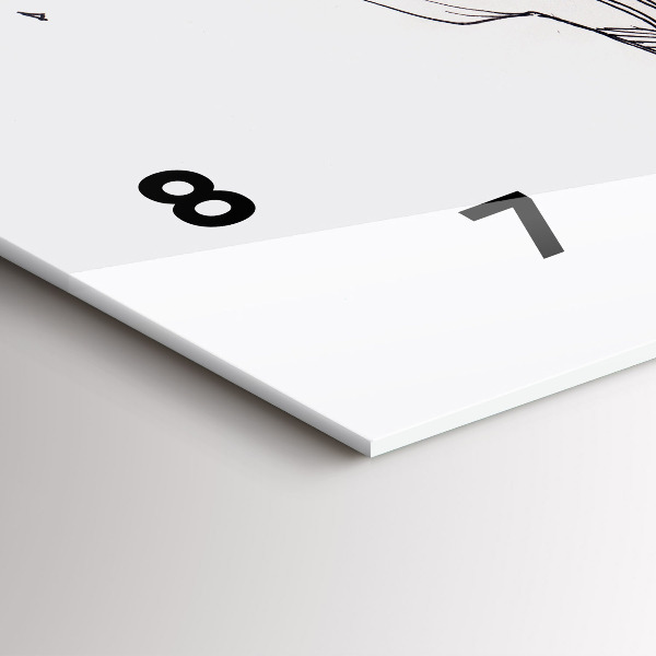 Ceas orizontale de perete din sticlă Desen sărut de dragoste