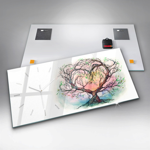 Ceas orizontale de perete din sticlă Inima copacului naturii