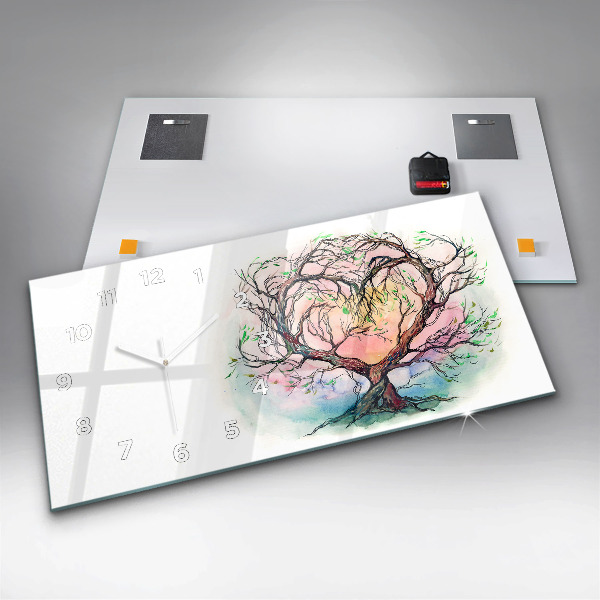 Ceas orizontale de perete din sticlă Inima copacului naturii