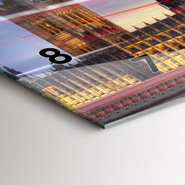 Ceas orizontale de perete din sticlă Autobuzul roșu din Londra