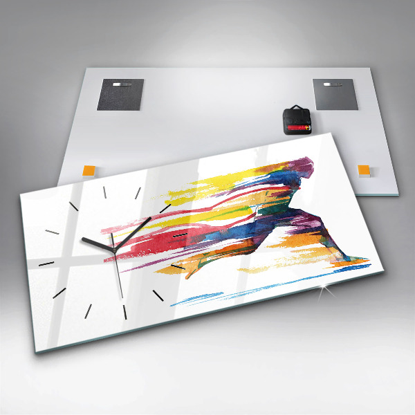 Ceas orizontale de perete din sticlă Ilustrație de alergător