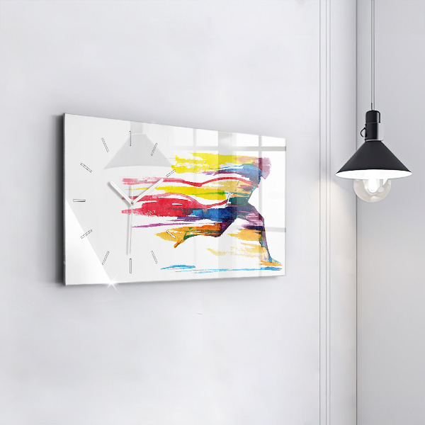 Ceas orizontale de perete din sticlă Ilustrație de alergător