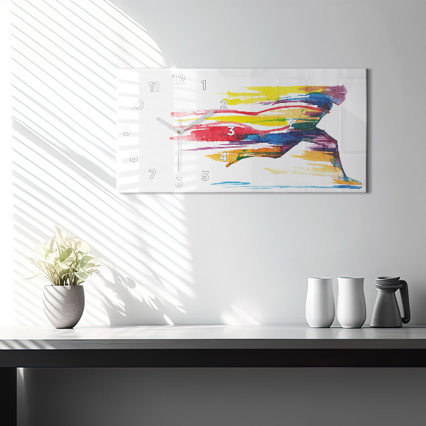 Ceas orizontale de perete din sticlă Ilustrație de alergător