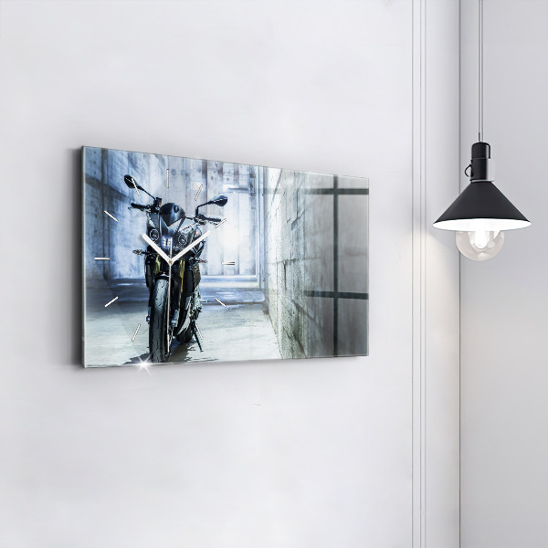 Ceas orizontale de perete din sticlă Motocicletă pe alee