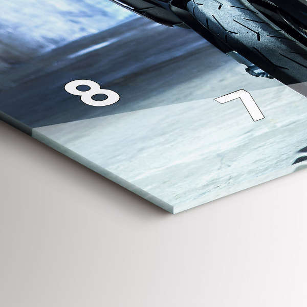 Ceas orizontale de perete din sticlă Motocicletă pe alee