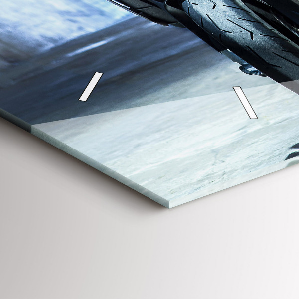 Ceas orizontale de perete din sticlă Motocicletă pe alee