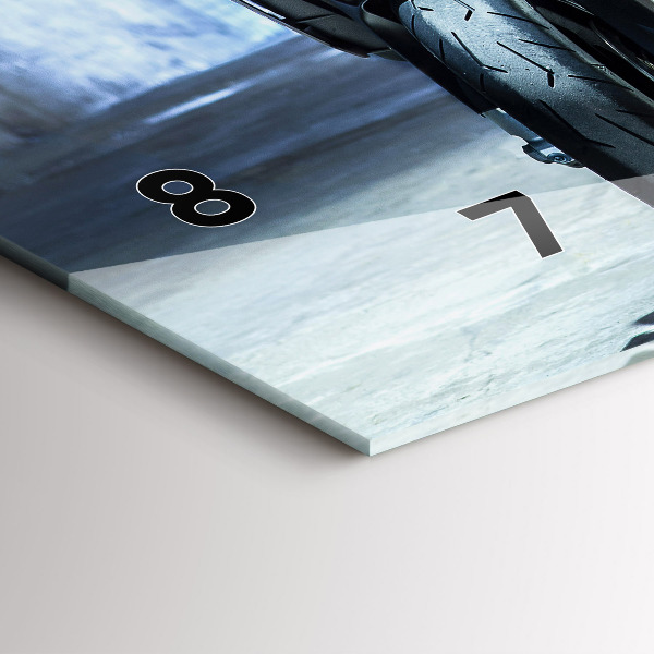 Ceas orizontale de perete din sticlă Motocicletă pe alee