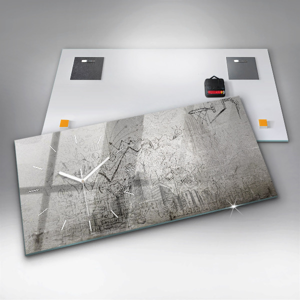 Ceas orizontale de perete din sticlă Schița orașului