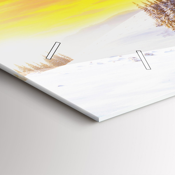 Ceas orizontale de perete din sticlă Peisaj montan de iarnă