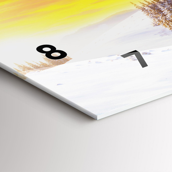 Ceas orizontale de perete din sticlă Peisaj montan de iarnă