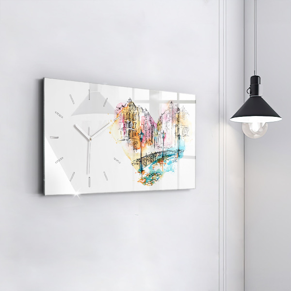 Ceas orizontale de perete din sticlă Arhitectură pictată