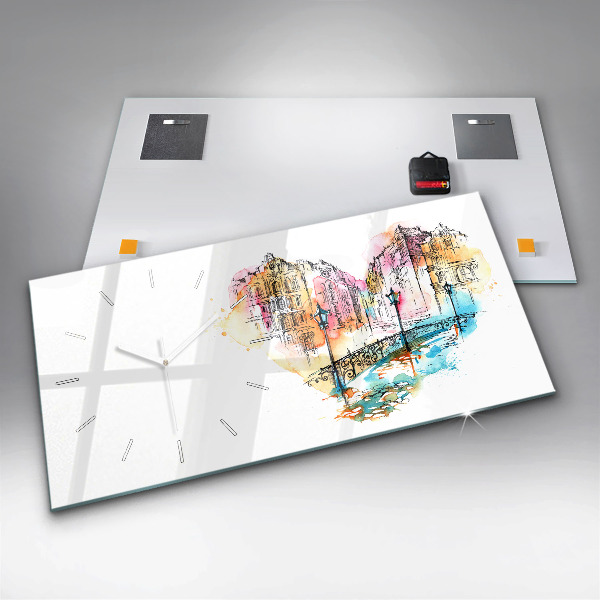 Ceas orizontale de perete din sticlă Arhitectură pictată