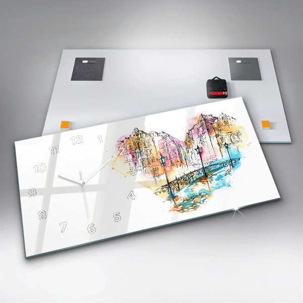 Ceas orizontale de perete din sticlă Arhitectură pictată