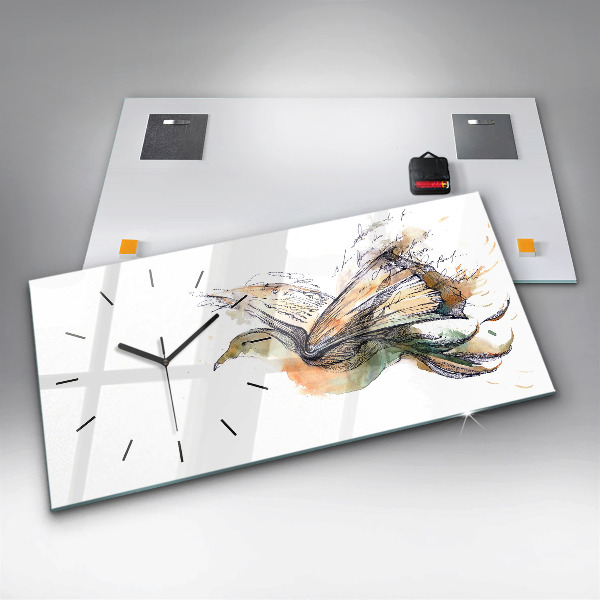Ceas orizontale de perete din sticlă Cartea cu păsări