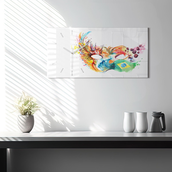 Ceas orizontale de perete din sticlă Cultură - steag brazilian