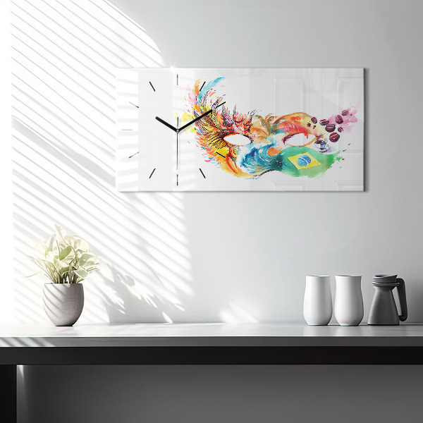 Ceas orizontale de perete din sticlă Cultură - steag brazilian