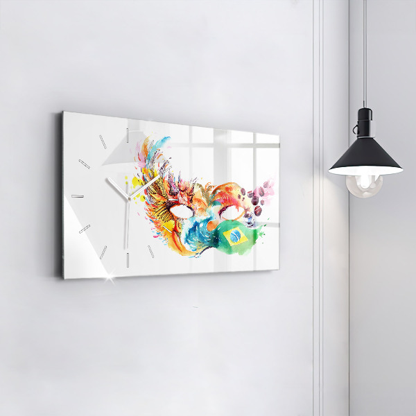 Ceas orizontale de perete din sticlă Cultură - steag brazilian