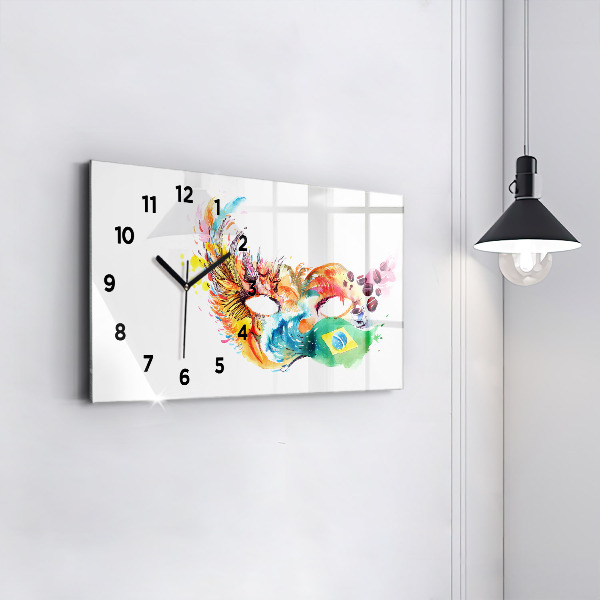 Ceas orizontale de perete din sticlă Cultură - steag brazilian