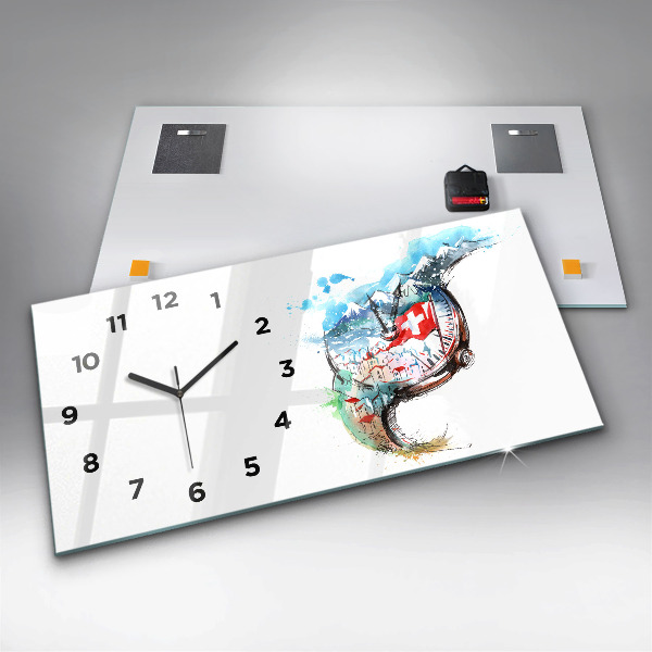 Ceas orizontale de perete din sticlă Ceas elvețian