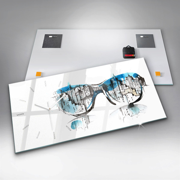 Ceas orizontale de perete din sticlă Orașul în ochelari