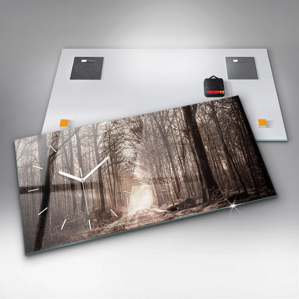 Ceas orizontale de perete din sticlă Poteca în sepia