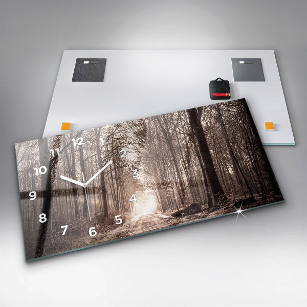 Ceas orizontale de perete din sticlă Poteca în sepia