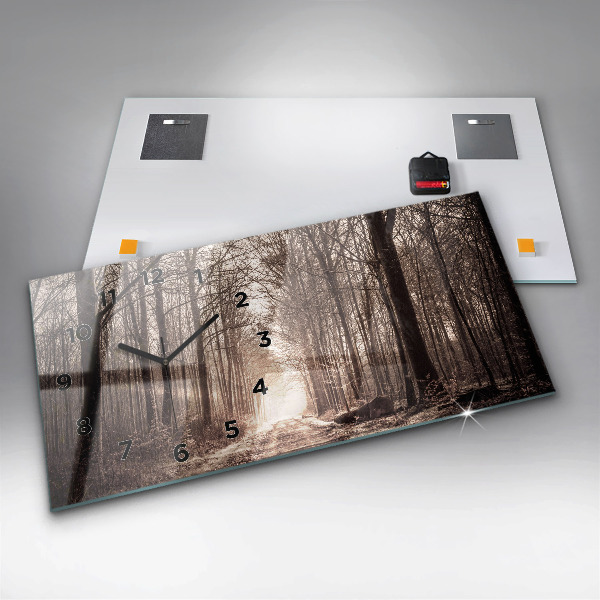 Ceas orizontale de perete din sticlă Poteca în sepia