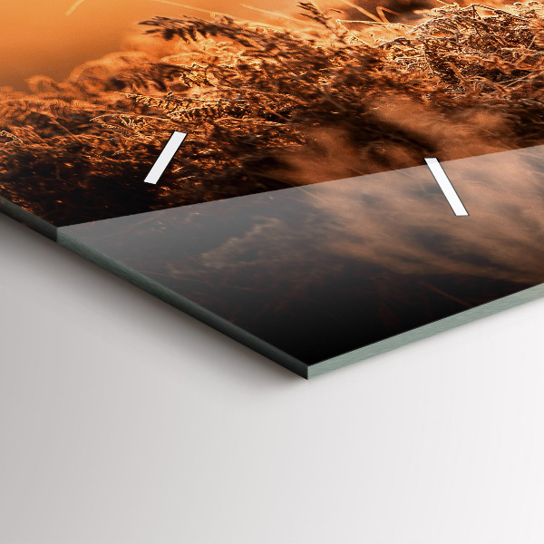 Ceas orizontale de perete din sticlă Căprioare la răsărit