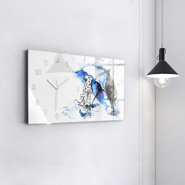 Ceas orizontale de perete din sticlă Dalmatian și umbrelă