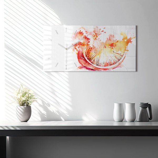 Ceas orizontale de perete din sticlă Vopsit portocaliu