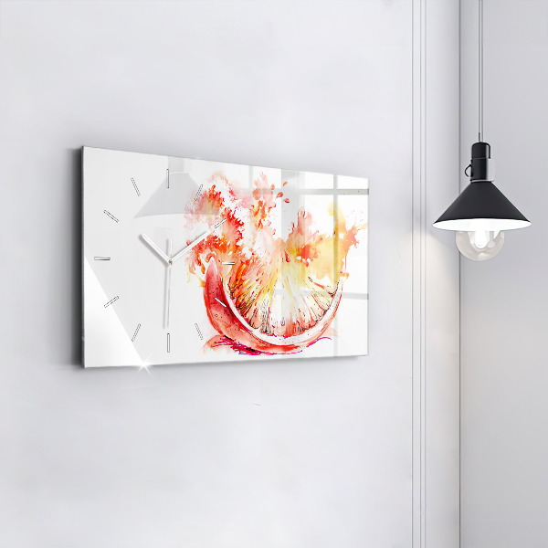 Ceas orizontale de perete din sticlă Vopsit portocaliu