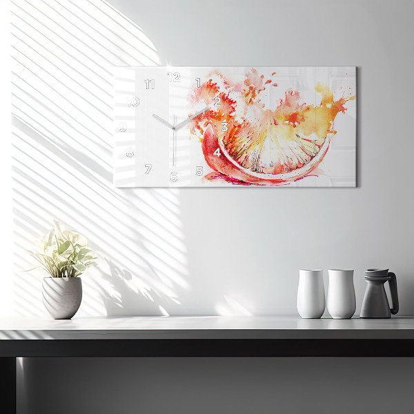 Ceas orizontale de perete din sticlă Vopsit portocaliu