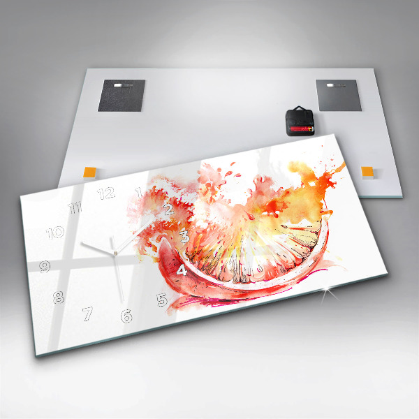 Ceas orizontale de perete din sticlă Vopsit portocaliu