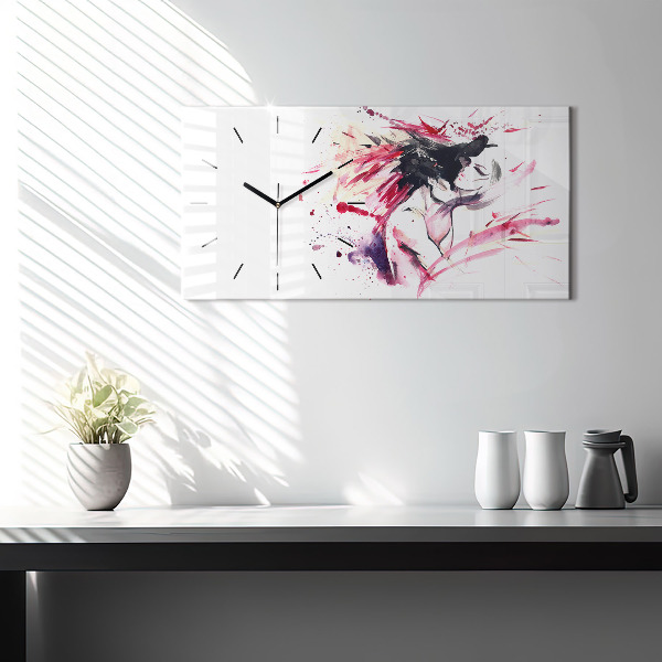 Ceas orizontale de perete din sticlă Abstracția iubitorilor