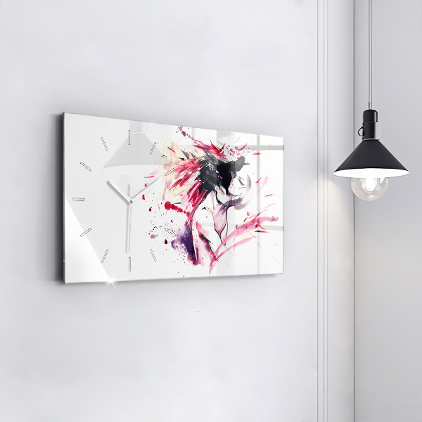 Ceas orizontale de perete din sticlă Abstracția iubitorilor