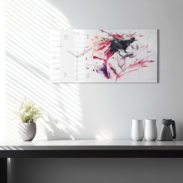 Ceas orizontale de perete din sticlă Abstracția iubitorilor