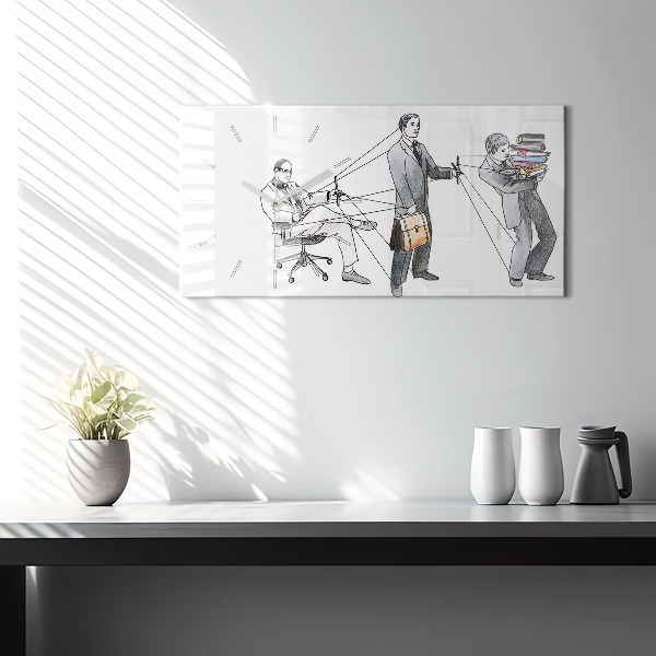 Ceas orizontale de perete din sticlă Oameni păpuși