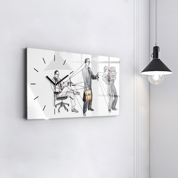Ceas orizontale de perete din sticlă Oameni păpuși
