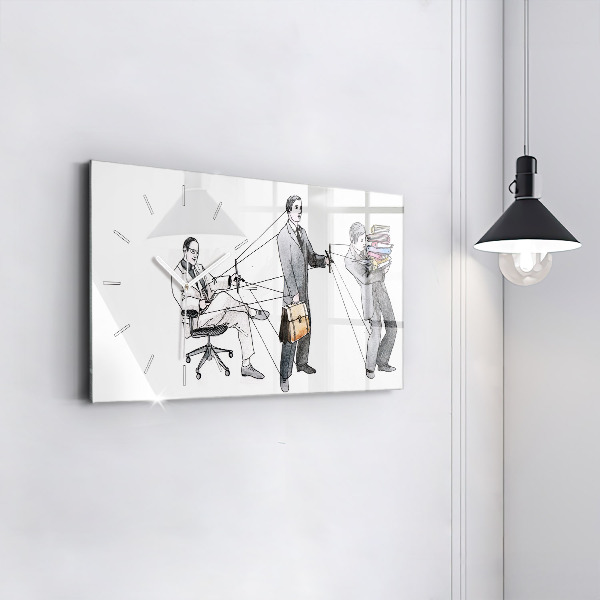 Ceas orizontale de perete din sticlă Oameni păpuși