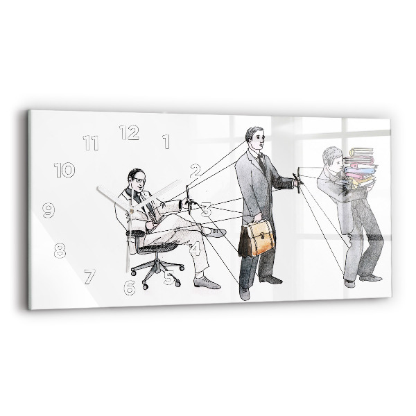 Ceas orizontale de perete din sticlă Oameni păpuși