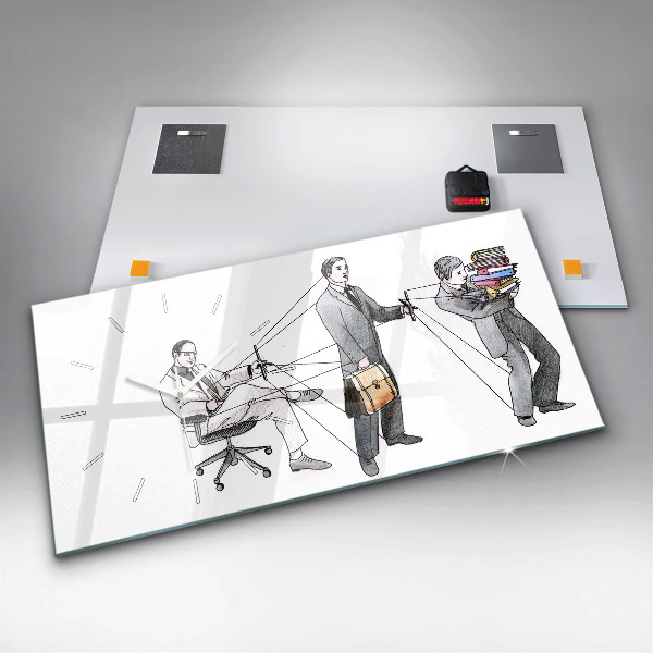 Ceas orizontale de perete din sticlă Oameni păpuși