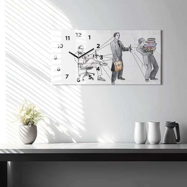 Ceas orizontale de perete din sticlă Oameni păpuși