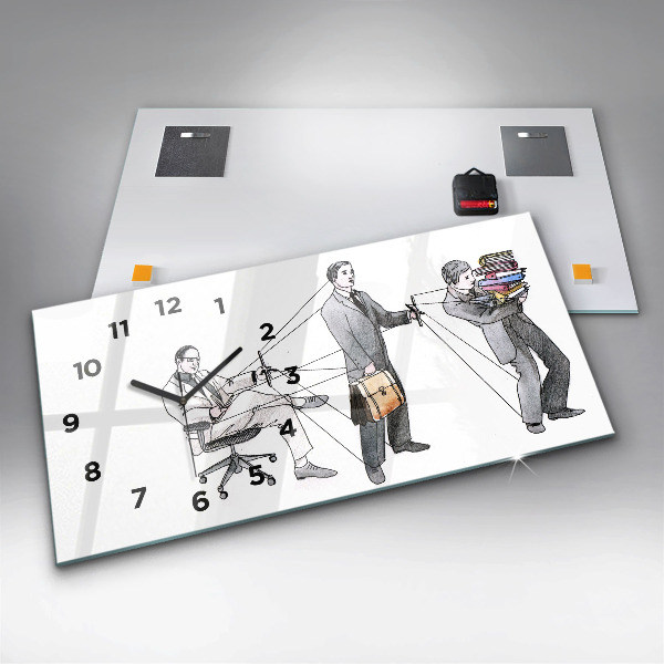 Ceas orizontale de perete din sticlă Oameni păpuși