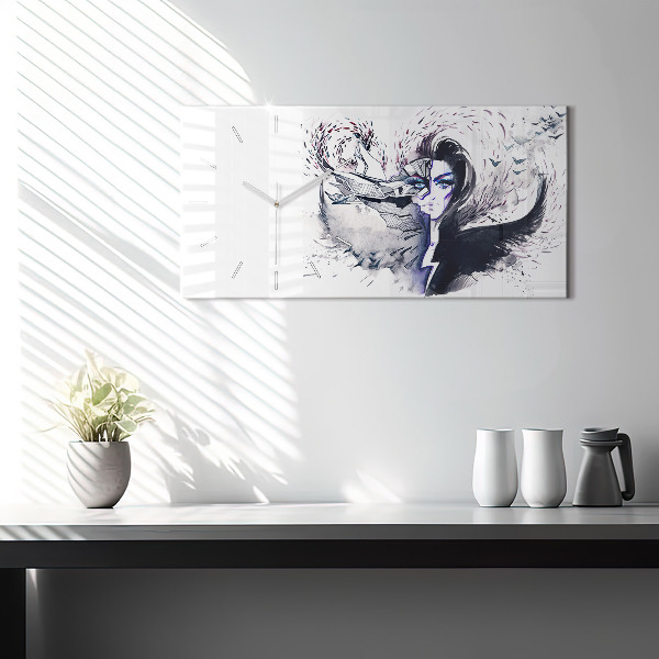 Ceas orizontale de perete din sticlă Ilustrație de femei