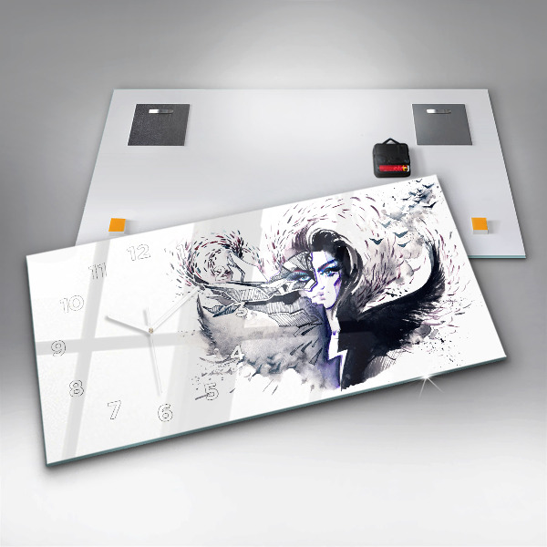 Ceas orizontale de perete din sticlă Ilustrație de femei