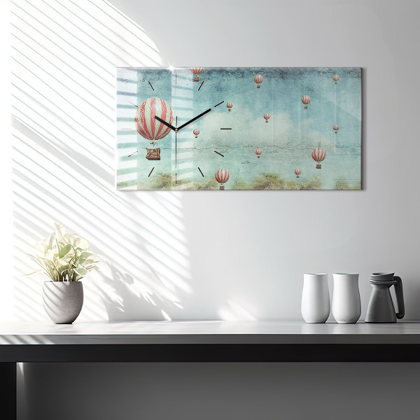 Ceas orizontale de perete din sticlă baloane