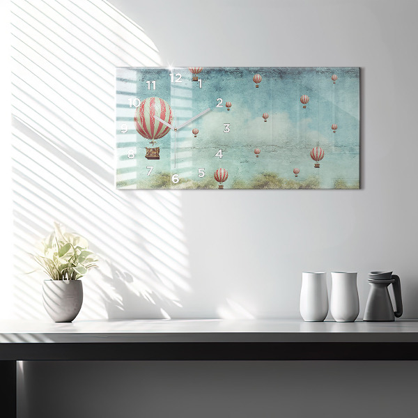 Ceas orizontale de perete din sticlă baloane