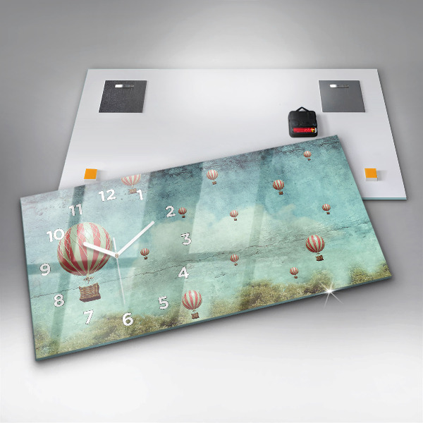 Ceas orizontale de perete din sticlă baloane
