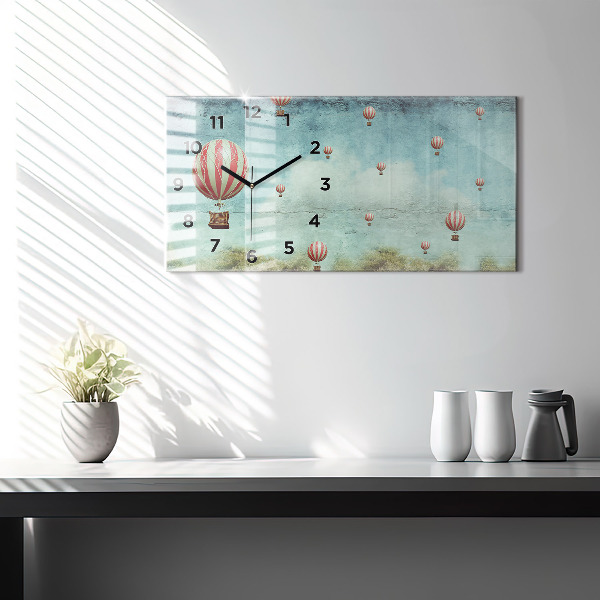 Ceas orizontale de perete din sticlă baloane