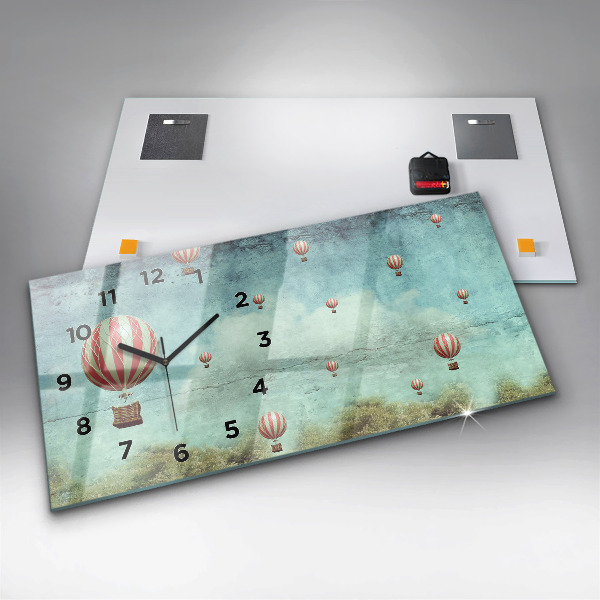 Ceas orizontale de perete din sticlă baloane